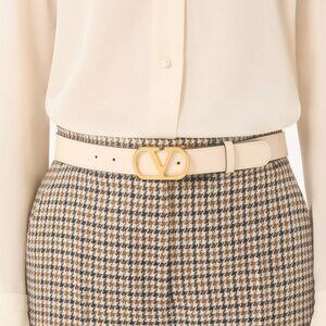 Valentino Garavani Signature V LOGO Belt | Size 90 | Calfskin Leather 30MM